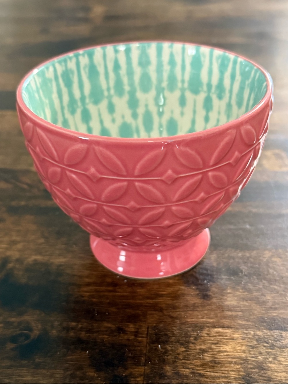 Coral Signature Housewares 14 fl oz Stoneware Footed Mug with Aqua Interior - Picture 2 of 9